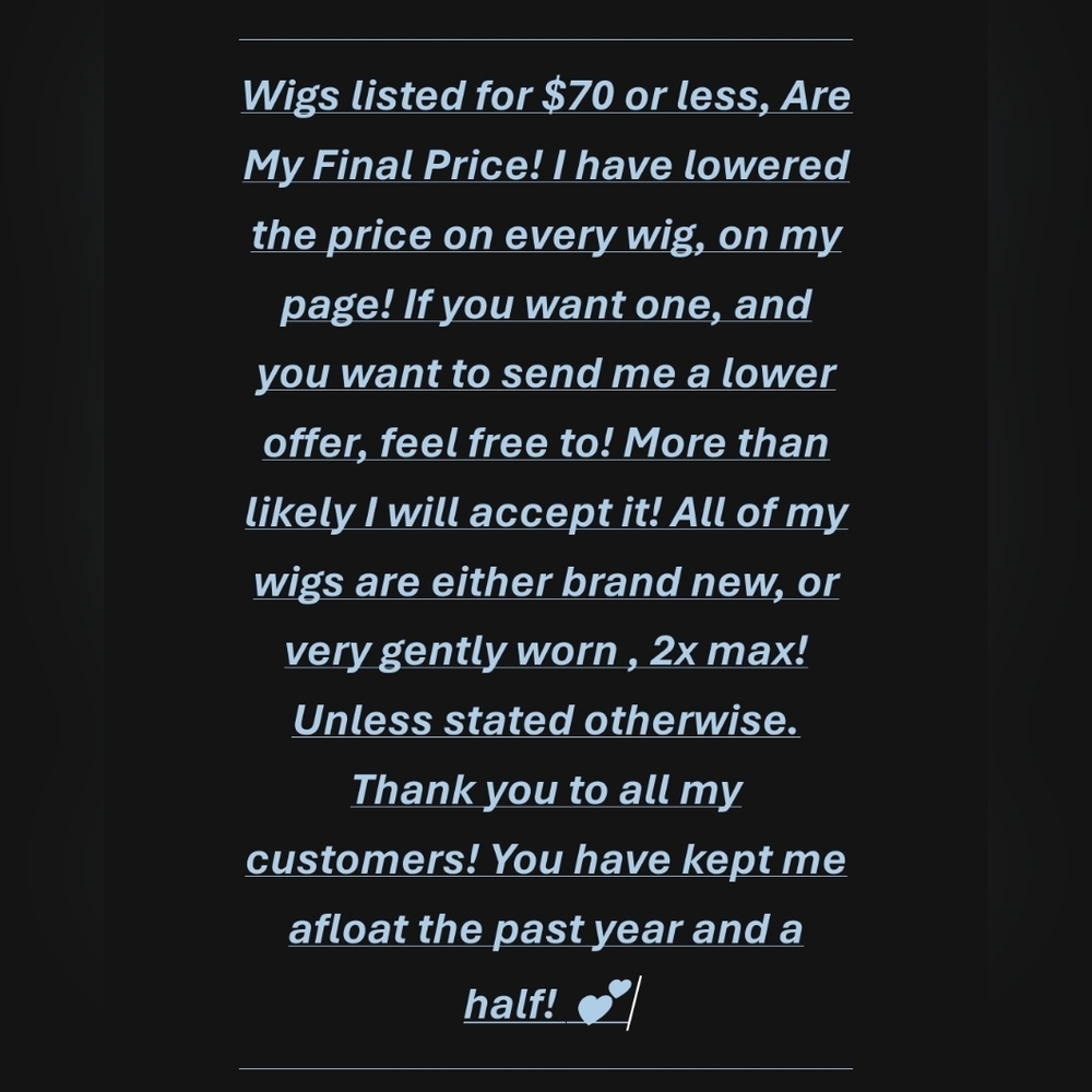 Price On Wigs Lower Than $70